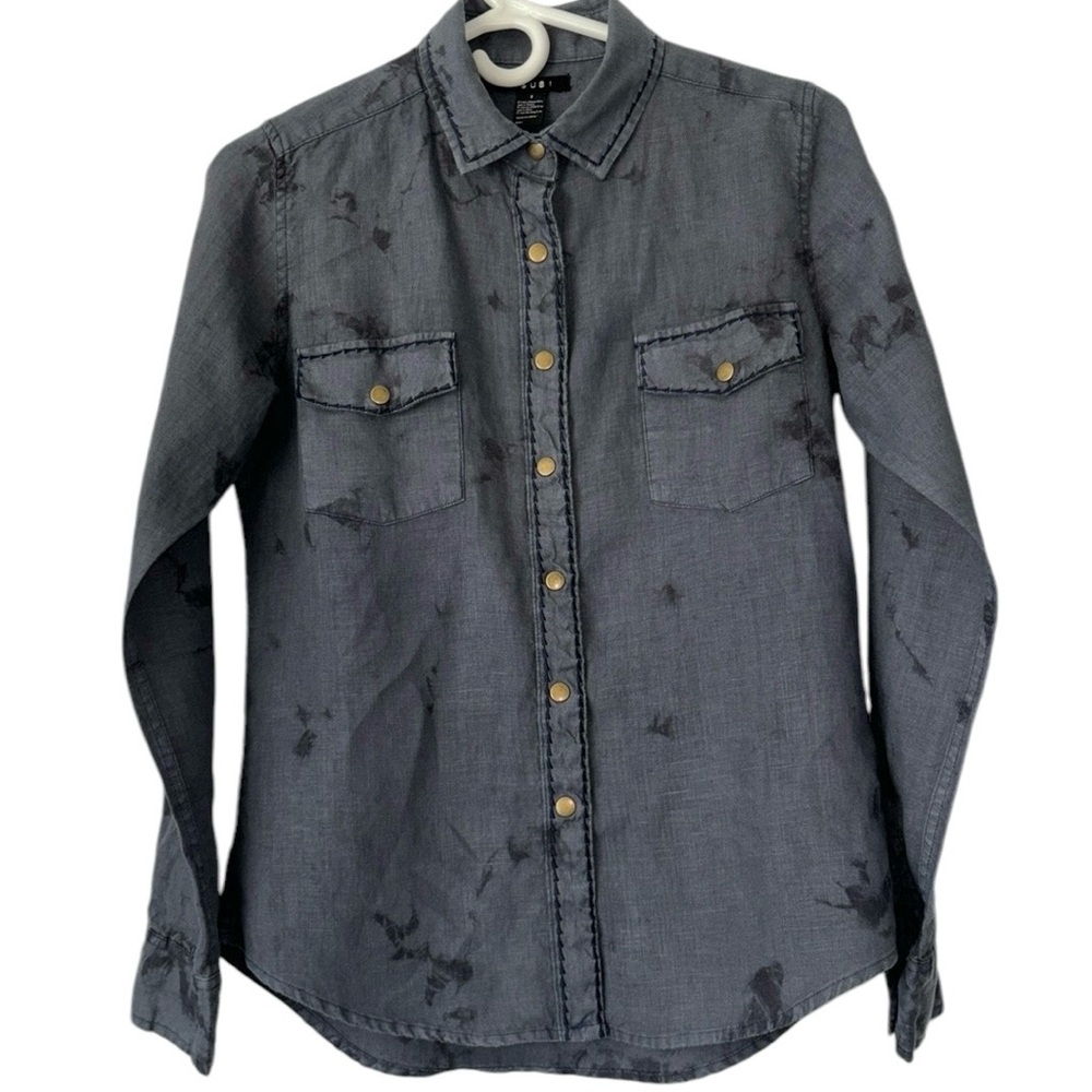 Ksubi 100% Linen Long Sleeve Snap Button Front Shirt Top Size Small